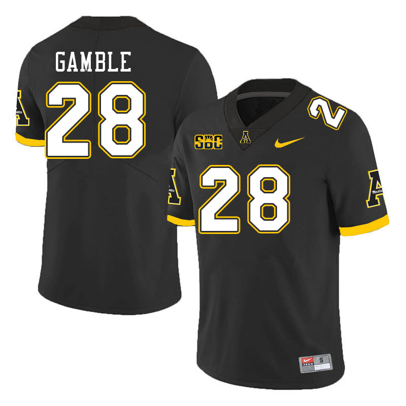 Men #28 Zyeir Gamble Appalachian State Mountaineers College Football Jerseys Stitched Sale-Black